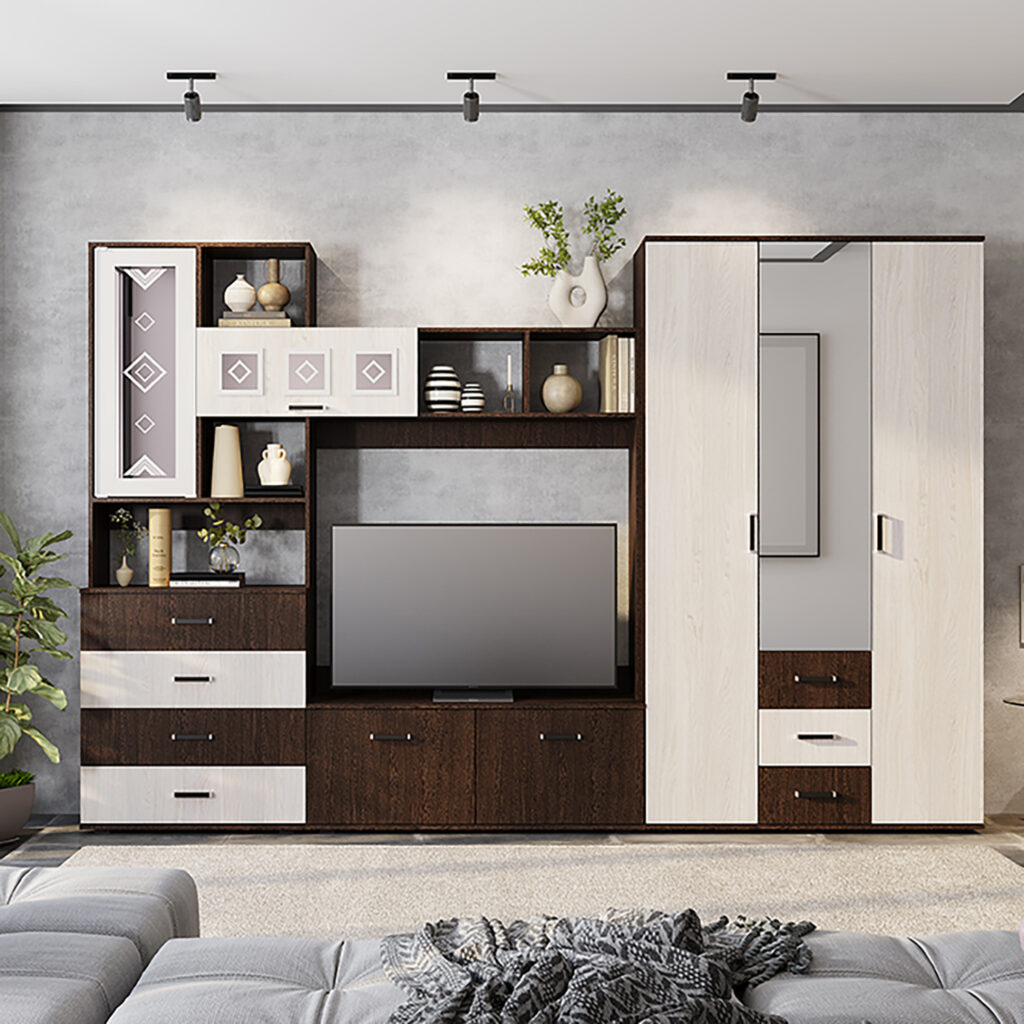 «Белла» шкаф 3-х створчатый венге/ясень белый №3