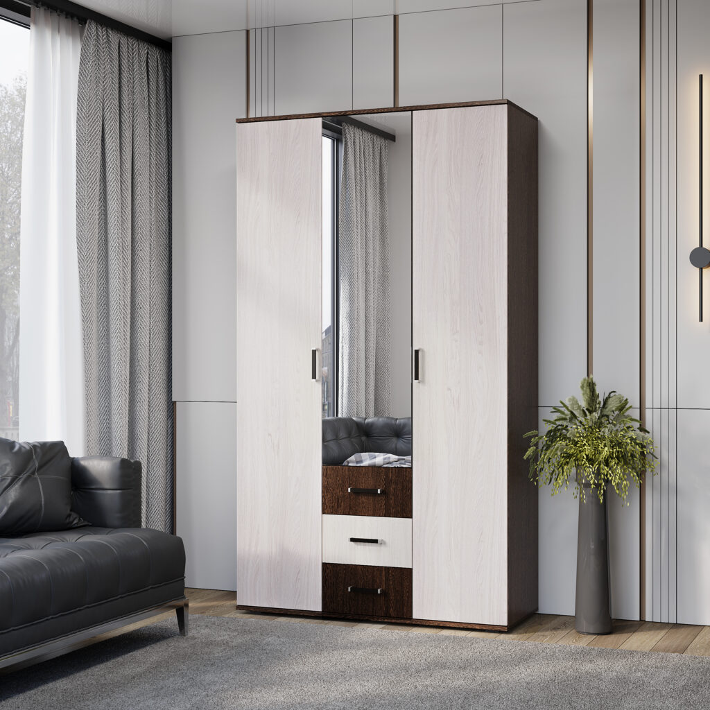 «Белла» шкаф 3-х створчатый венге/ясень белый №4