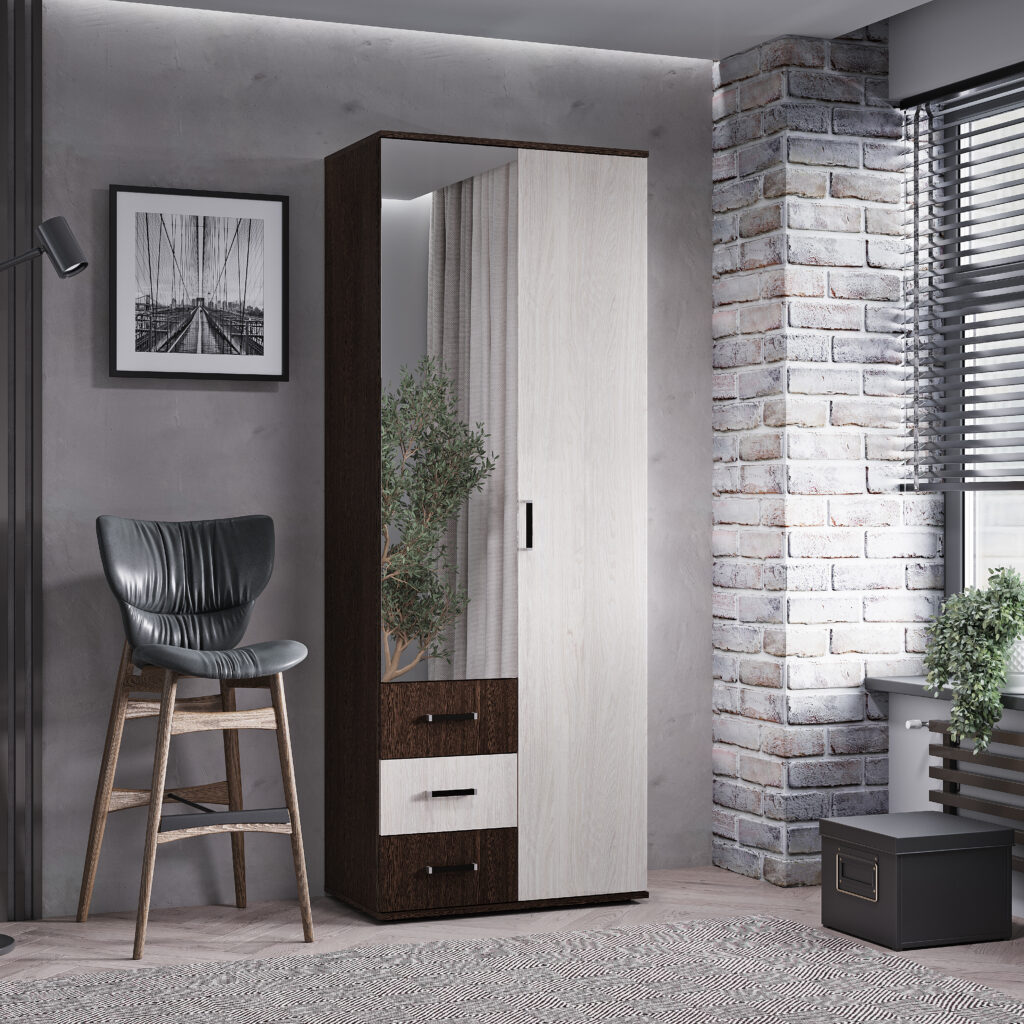 «Белла» шкаф 2-х створчатый венге/ясень белый №4