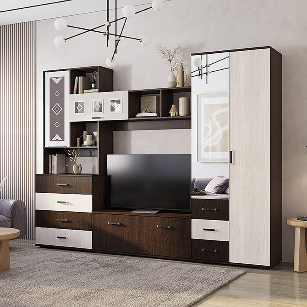 «Белла» шкаф 2-х створчатый венге/ясень белый №5