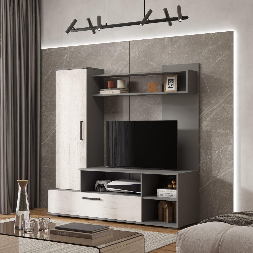 ЕВРО-2 гостиная Графит/Дуб крафт белый №4