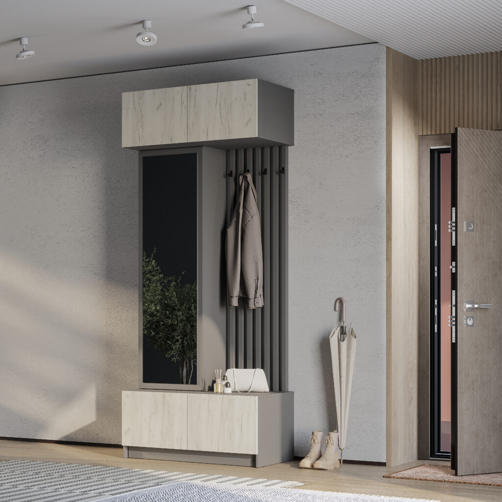 БАГИРА Прихожая ПР-03 Графит/Крафт белый №2