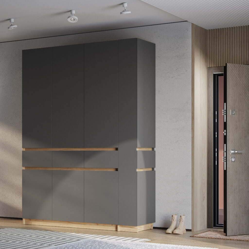 БАГИРА Шкаф стеллаж ШК-16 Крафт/Графит №3