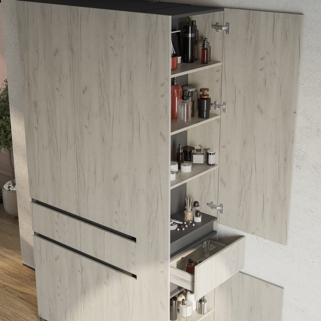 БАГИРА Шкаф стеллаж ШК-16 Графит/Крафт белый №2