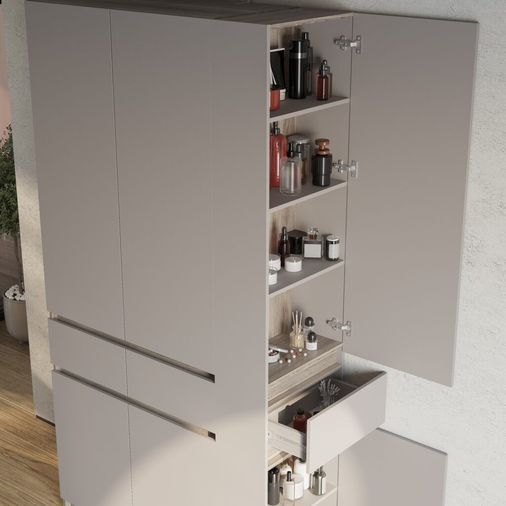 БАГИРА Шкаф стеллаж ШК-16 Дуб смоки/Кашемир №2