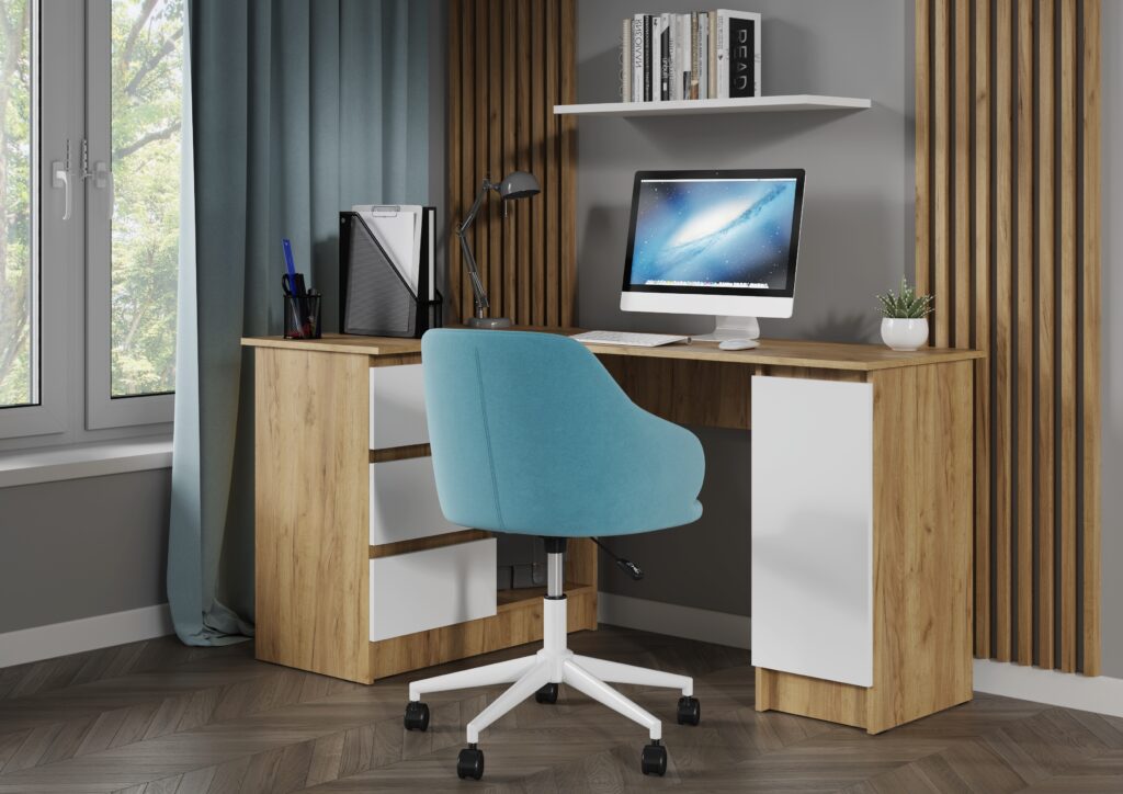 БОСТОН ЛАЙТ Стол письменный СП-003 (угловой) Дуб Крафт золотой/ЛДСП Белый №2