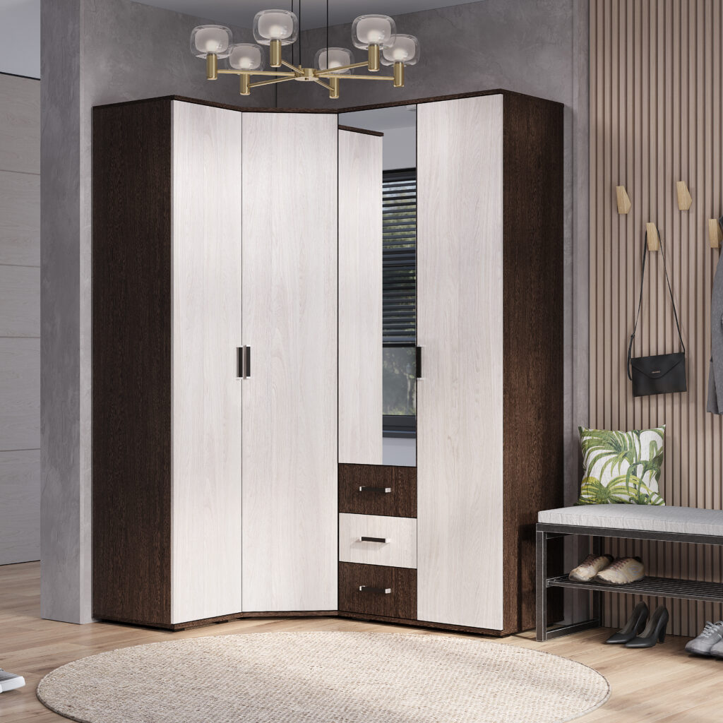 «Белла» шкаф угловой венге/ясень белый №3