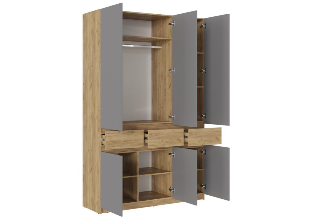 БОСТОН ШК-002 Шкаф 3-ств. ЛДСП Дуб Крафт золотой/Серый шифер №2