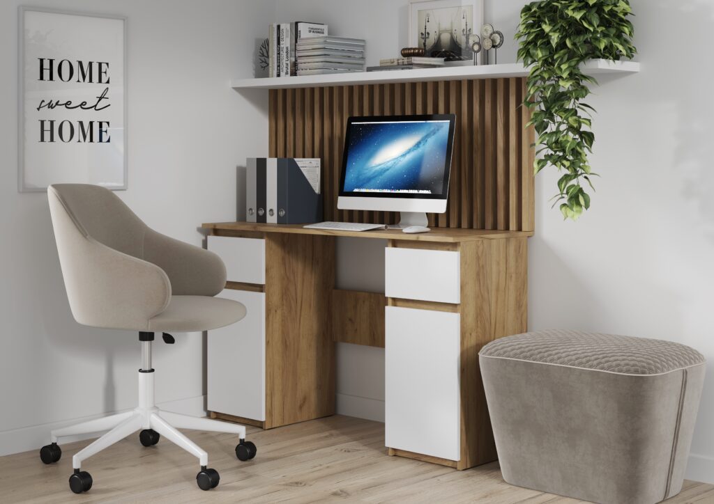 БОСТОН ЛАЙТ Стол письменный СП-002 Дуб Крафт золотой/ЛДСП Белый №2