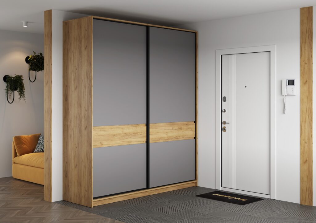 БОСТОН ШК-005 Шкаф-купе ЛДСП Дуб Крафт золотой/Серый шифер №5