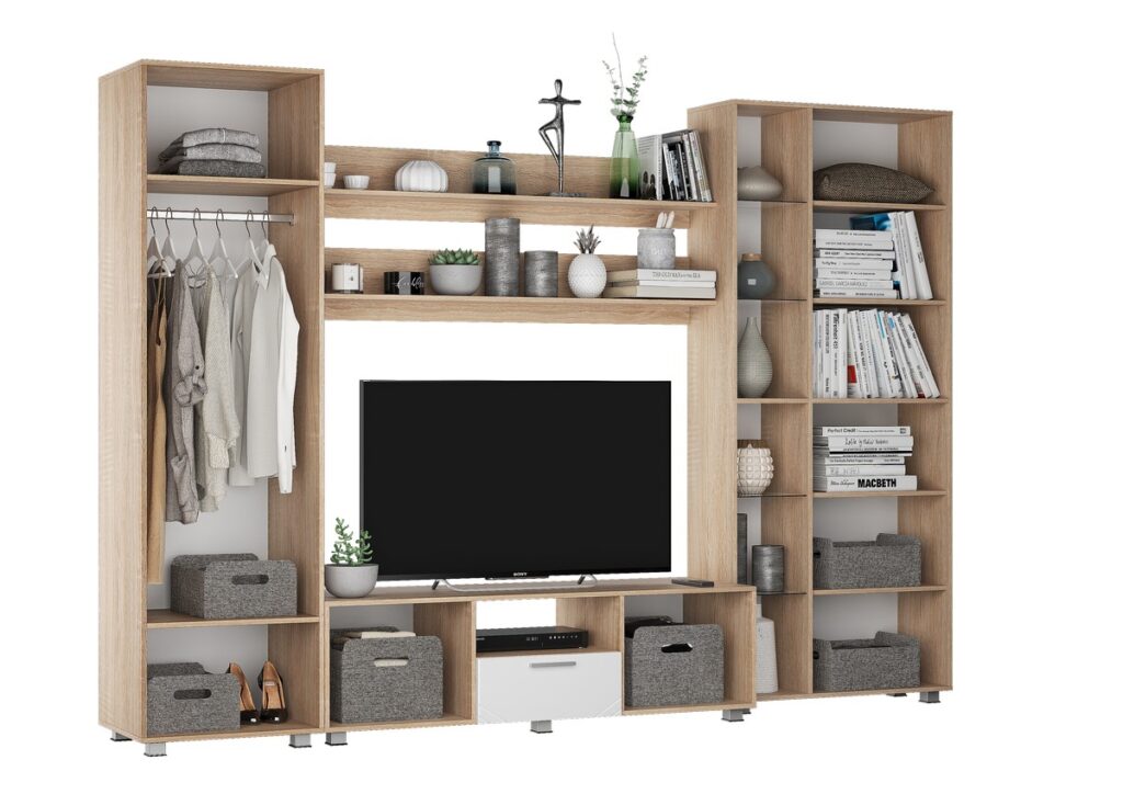 МАНХЕТЕН НМ Стенка Дуб Сонома светлый/глянцевая Белый №2