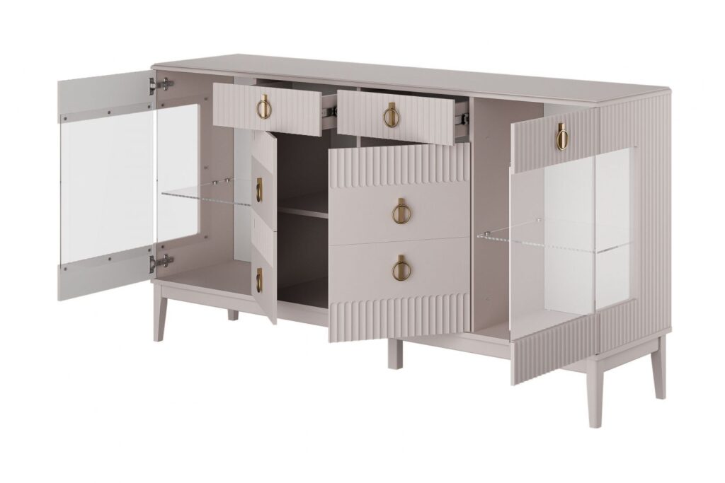 ФАРГО Льняной ЛАК, ТУМБА-БАР 4 ДВЕРИ + 2 ЯЩИКА №7