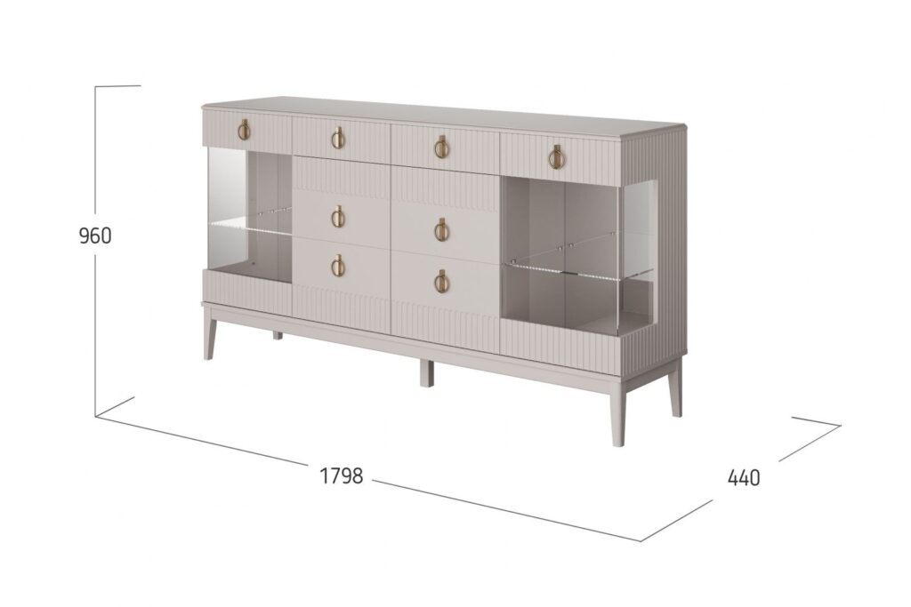 ФАРГО Льняной ЛАК, ТУМБА-БАР 4 ДВЕРИ + 2 ЯЩИКА №2