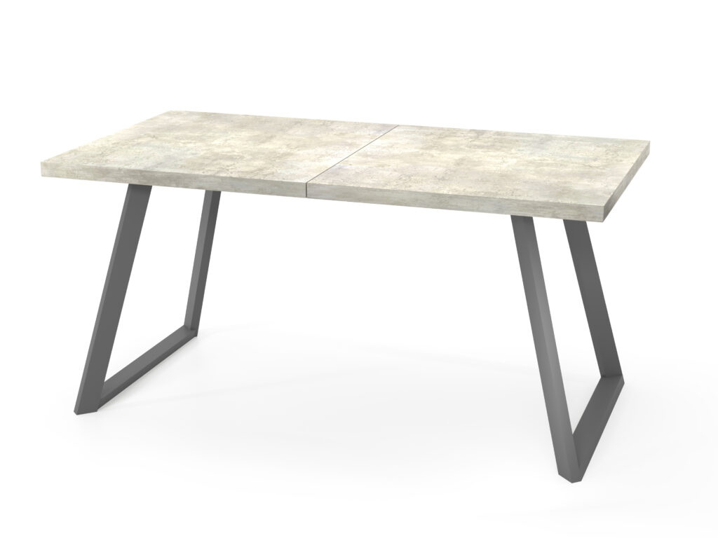 Стол ПРАЙМ КРАФТ (1,6) раздвижной/графит каркас/ЛДСП Цемент светлый /1600(+380)х850