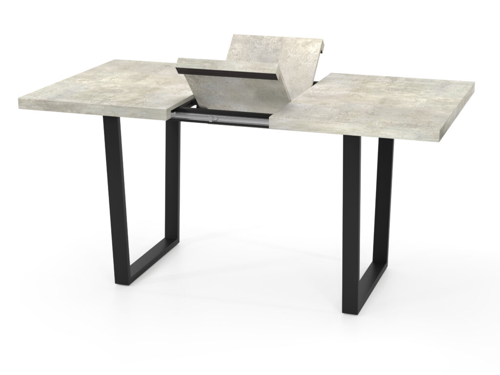 Стол ШЕРВУД CRAFT раздвижной/черный каркас/ЛДСП Цемент светлый U3719/1400(+380)х850 №2