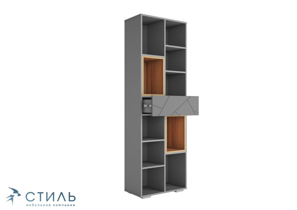 ГРАНЖ Стеллаж СЖ-001 Серый Шифер / Дуб Крафт золотой/ матовая Графит Софт №2