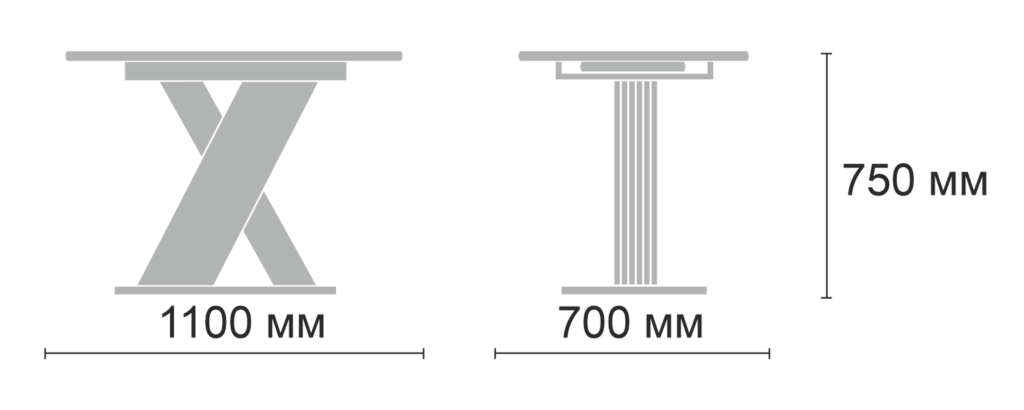 Стол НЕАПОЛЬ раздвижной / белый каркас/Lemark 0435/ 1100(400)х700 №2