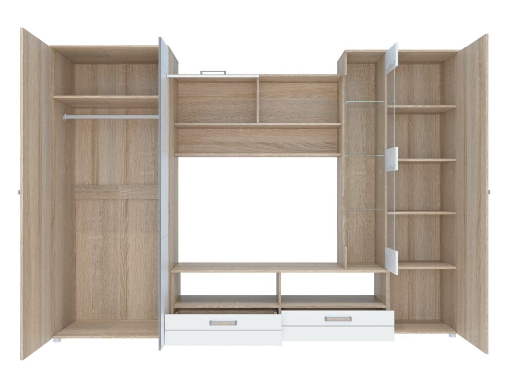 ФЛОРЕНЦИЯ-5 НМ Стенка Дуб Сонома светлый/глянцевая Белый 2800х2000х513 №4