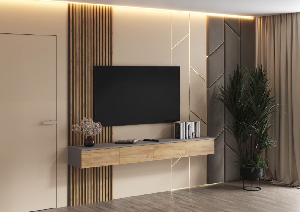 Зона ТВ №1  Дуб Крафт золотой/Cерый шифер №3