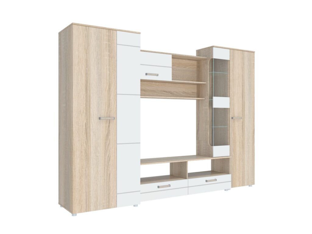 ФЛОРЕНЦИЯ-5 НМ Стенка Дуб Сонома светлый/глянцевая Белый 2800х2000х513 №5