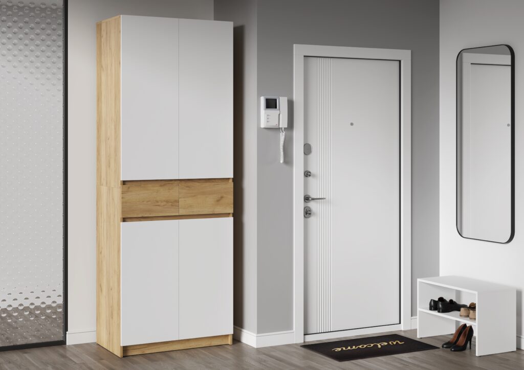 КВИК-СТЕП Шкаф ШК-001 (2ств.) Дуб Крафт золотой/Белый №4