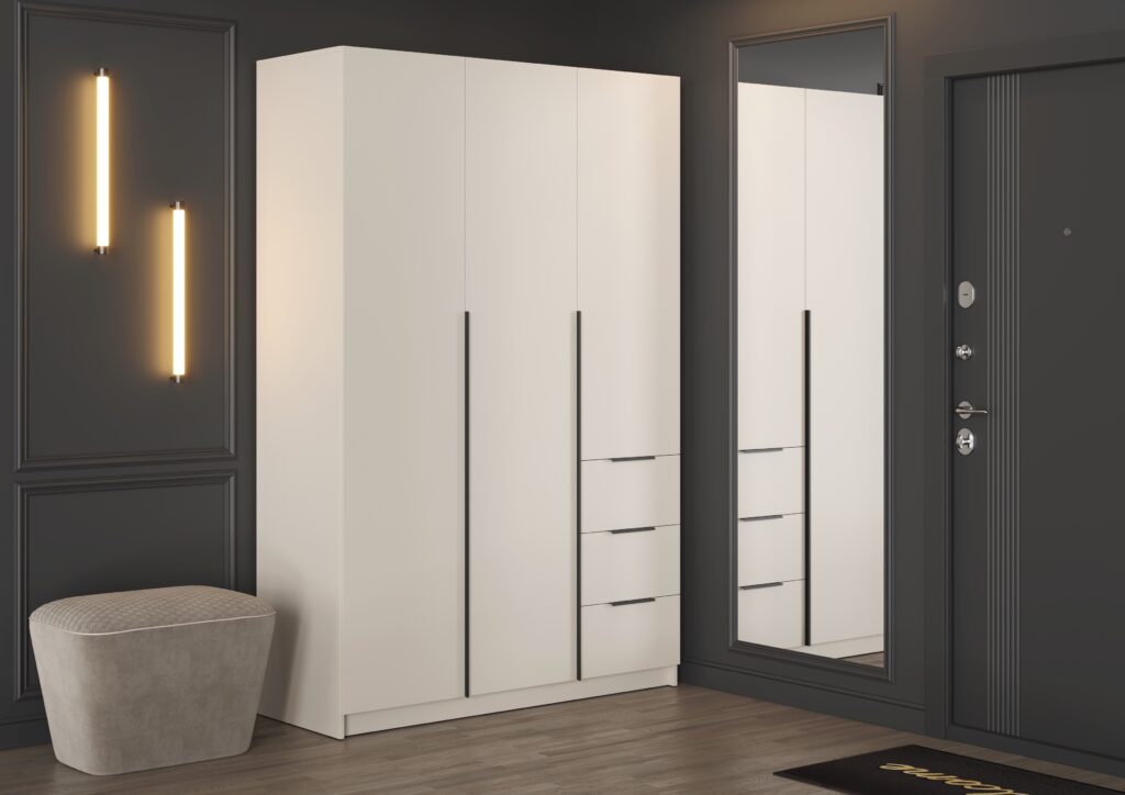 ВЕНТУРО Шкаф ШК-002 (3-ств, с ящиками) 1352х2075х510 Кашемир №4