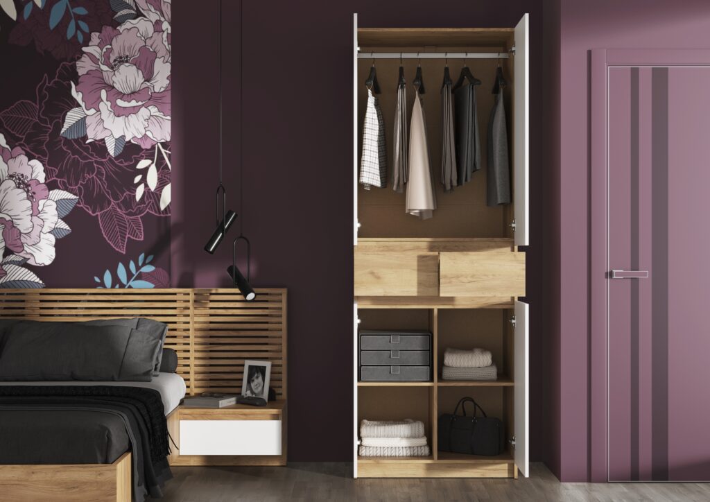 КВИК-СТЕП Шкаф ШК-001 (2ств.) Дуб Крафт золотой/Белый №7