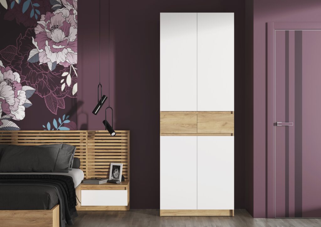 КВИК-СТЕП Шкаф ШК-001 (2ств.) Дуб Крафт золотой/Белый №8