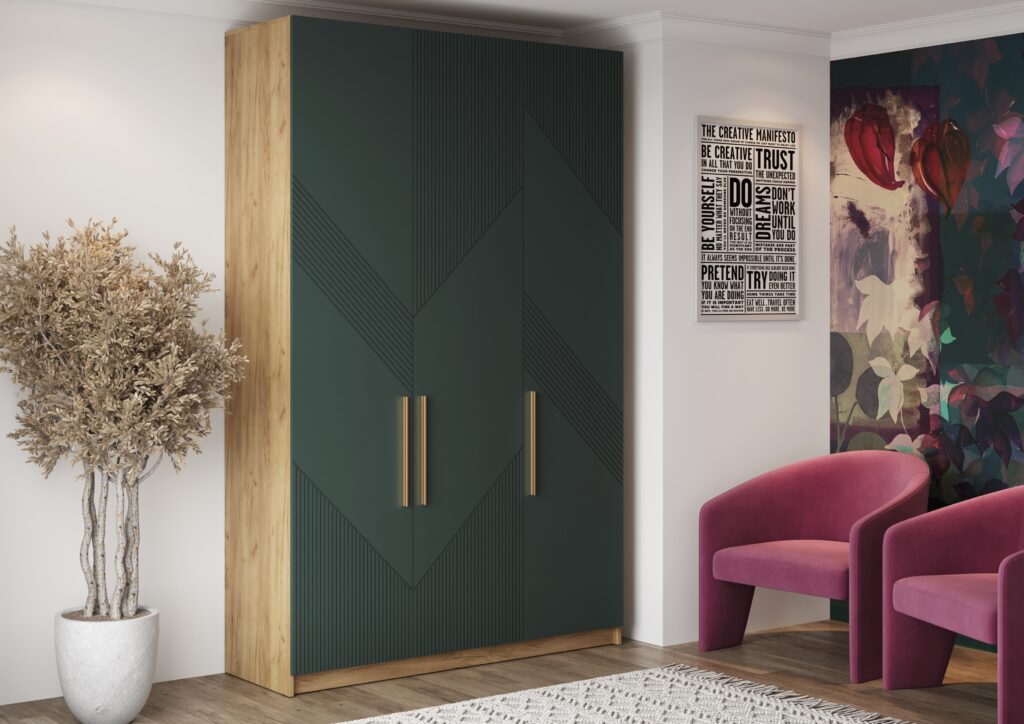 KOSTA Шкаф ШК-001 (3ств.) Дуб Крафт золотой/матовая Лофт Сланец №5