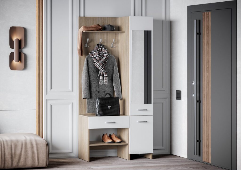 Домино-2 У НМ Прихожая Дуб Сонома светлый/Белый (Гладкий) №3