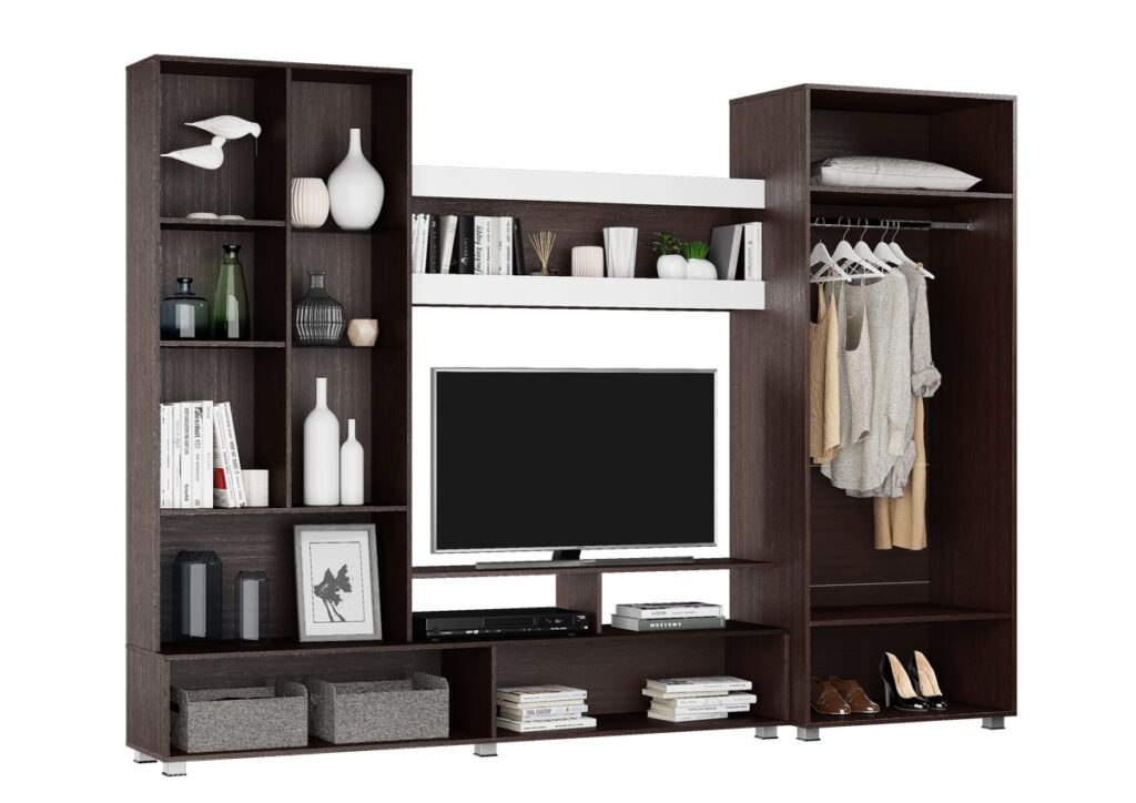 КАМИЛА Стенка МДФ  венге/белый глянец №2