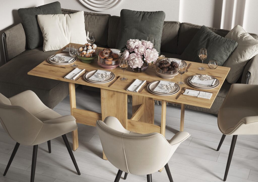 Стол книжка №1 (СТ-001) 262х750х770 (в разложенном 1630х800) Дуб Крафт золотой №3