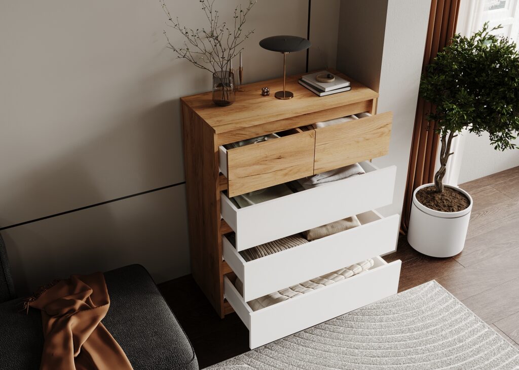 БОСТОН ЛАЙТ Комод КМ-001 Дуб Крафт золотой Белый (Гладкий) №3