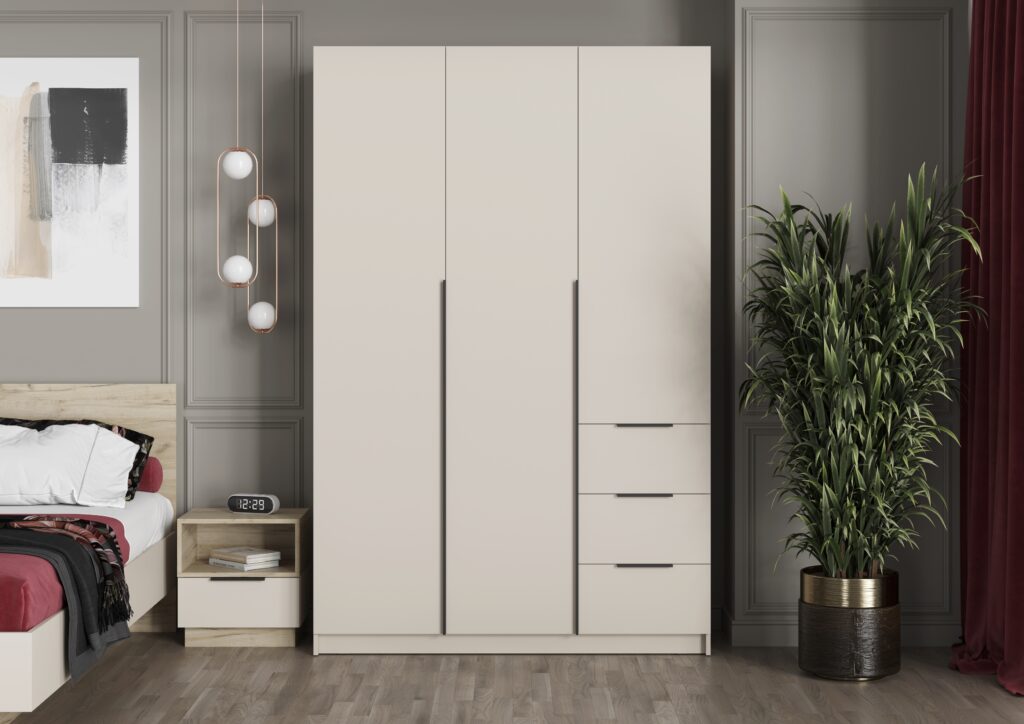 ВЕНТУРО Шкаф ШК-002 (3-ств, с ящиками) 1352х2075х510 Кашемир №5