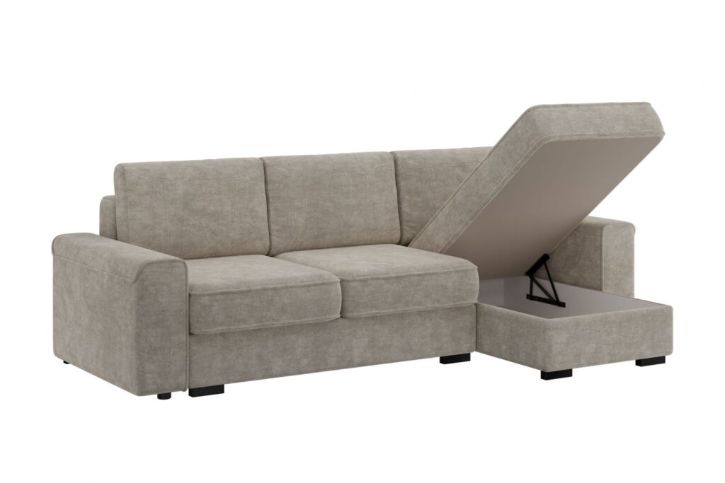 ЛЕОН угловой диван-кровать,  4 ВАРИАНТ жемчужно-серый №2