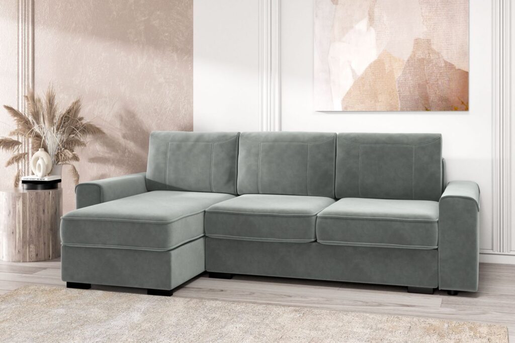 ЛЕОН угловой диван-кровать,  2 ВАРИАНТ холодный серый №2