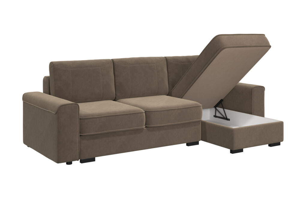 ЛЕОН угловой диван-кровать,  3 ВАРИАНТ серо-бежевый №2