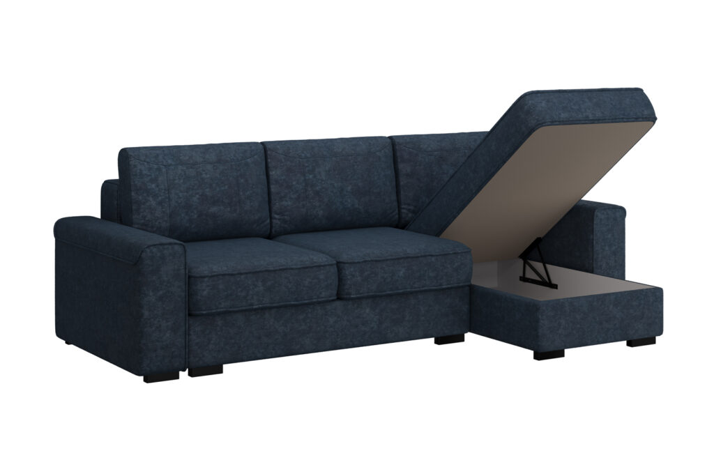 ЛЕОН угловой диван-кровать,  7 ВАРИАНТ сапфировый №2