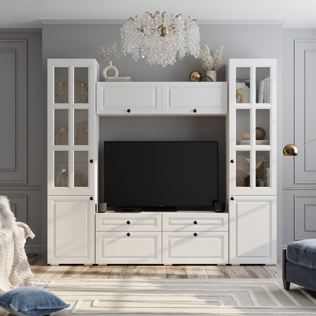 Гостиная «Софт» Белый/эмаль белая композиция 2