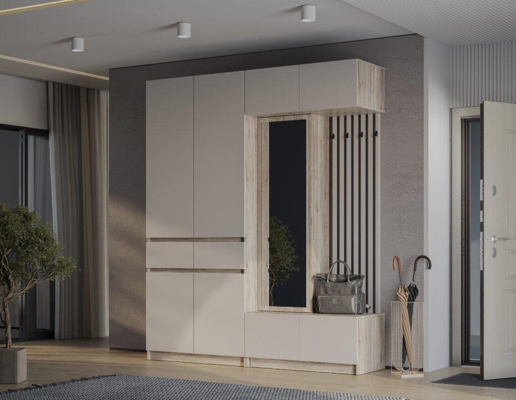 Прихожая «Багира» дуб смоки/кашемир композиция 2