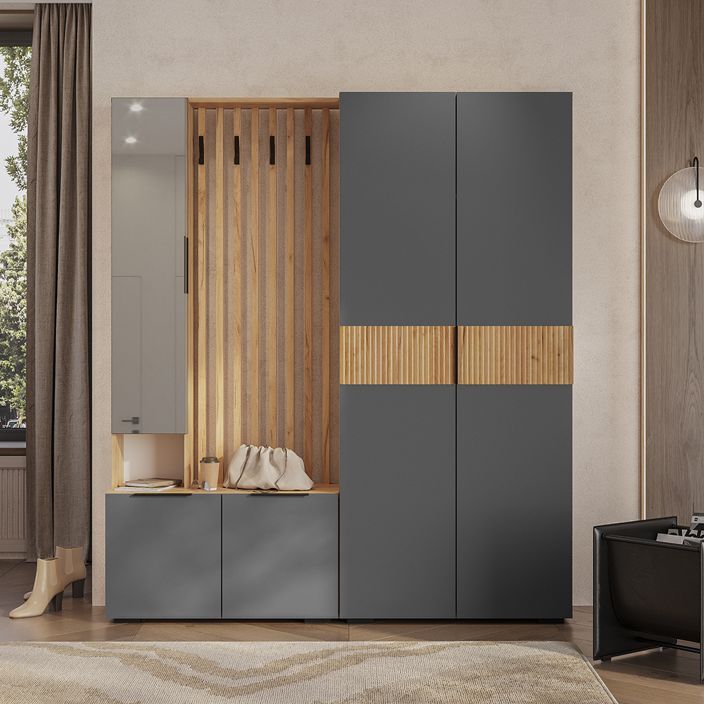 Прихожая «Сандра» Дуб крафт/графит Прихожая «Сандра» Дуб крафт/графит