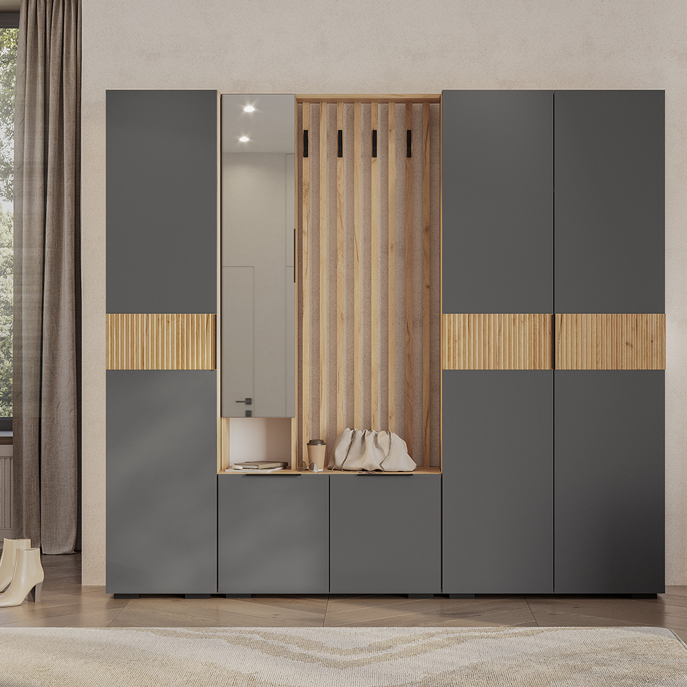 Прихожая «Сандра» Дуб крафт/графит композиция 1 Прихожая «Сандра» Дуб крафт/графит композиция 1