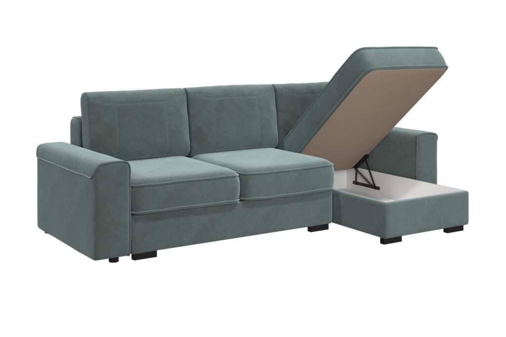 ЛЕОН угловой диван-кровать,  1 ВАРИАНТ бирюза №3