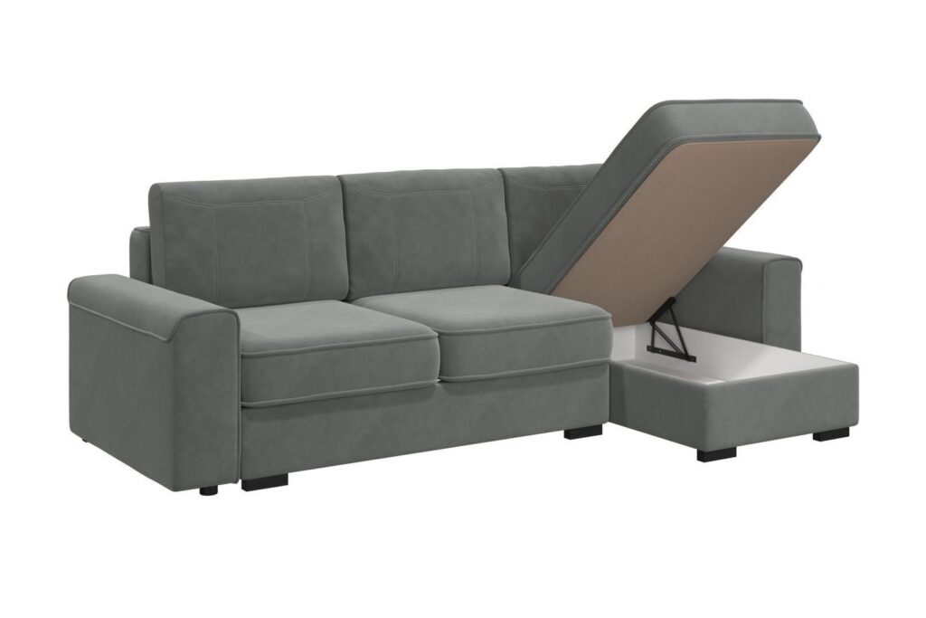 ЛЕОН угловой диван-кровать,  2 ВАРИАНТ холодный серый №3