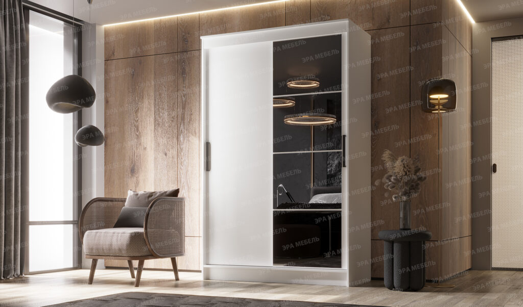 Шкаф-купе Элегант 4 (Белый гладкий) №3