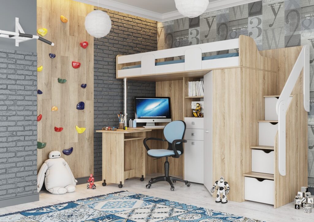 МИЙА Кровать-чердак Дуб Сонома светлый /Белый №4