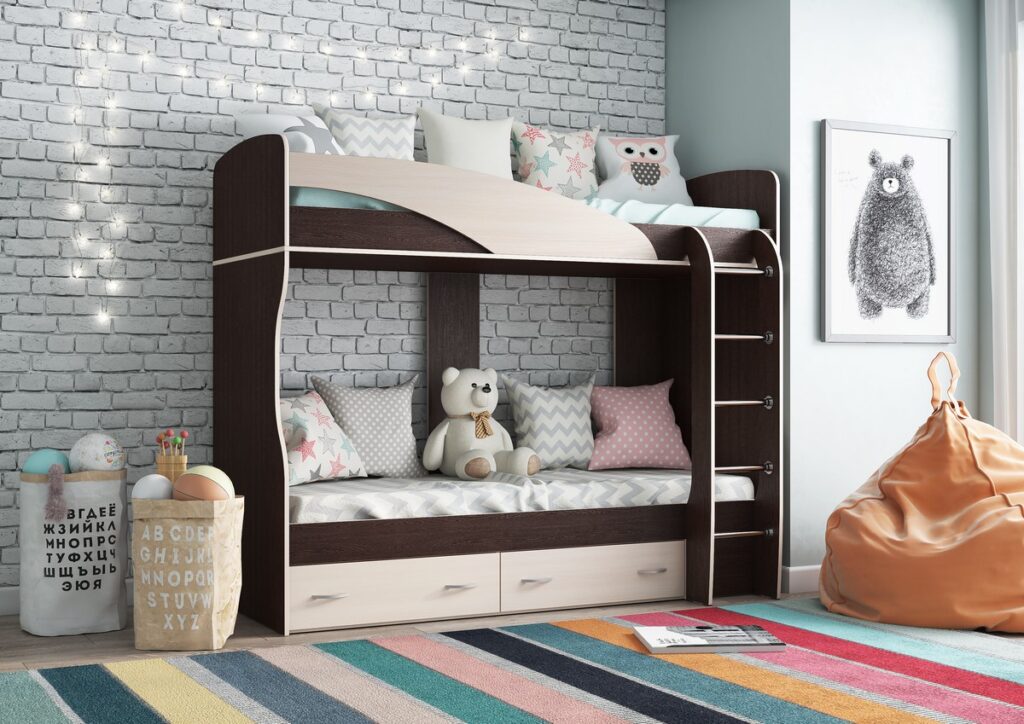 МИЙА Кровать 2-х ярусная венге/дуб молочный №4