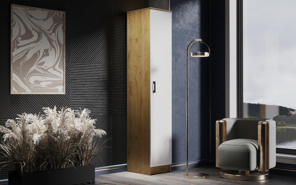 СОЛО Шкаф ДУБ ВОТАН/БЕЛЫЙ ГЛАДКИЙ №2