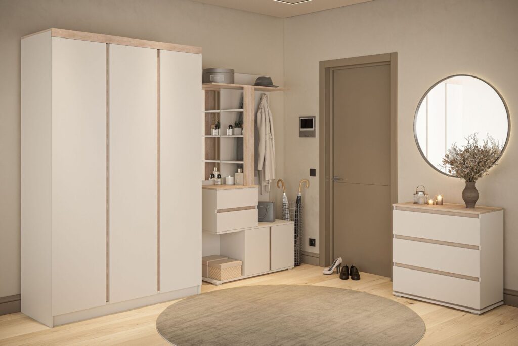 Прихожая модульная «Юта» Персидский жемчуг / Дуб торонто Прихожая модульная «Юта» Персидский жемчуг / Дуб торонто