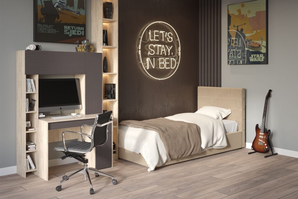 Кровать ТАЙМ 0,9 м /металлокаркас/ ВАРИАНТ 2 (латте) №3